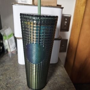 Starbucks Green and Gold Textured Tumbler